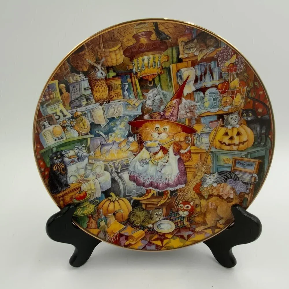 Franklin Mint Bill Bell 'Scaredy Cat' Collectible Plate Halloween Holiday